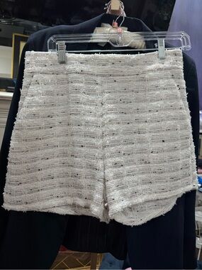 Misa Los Angeles White Bouclé High-Waist Shorts